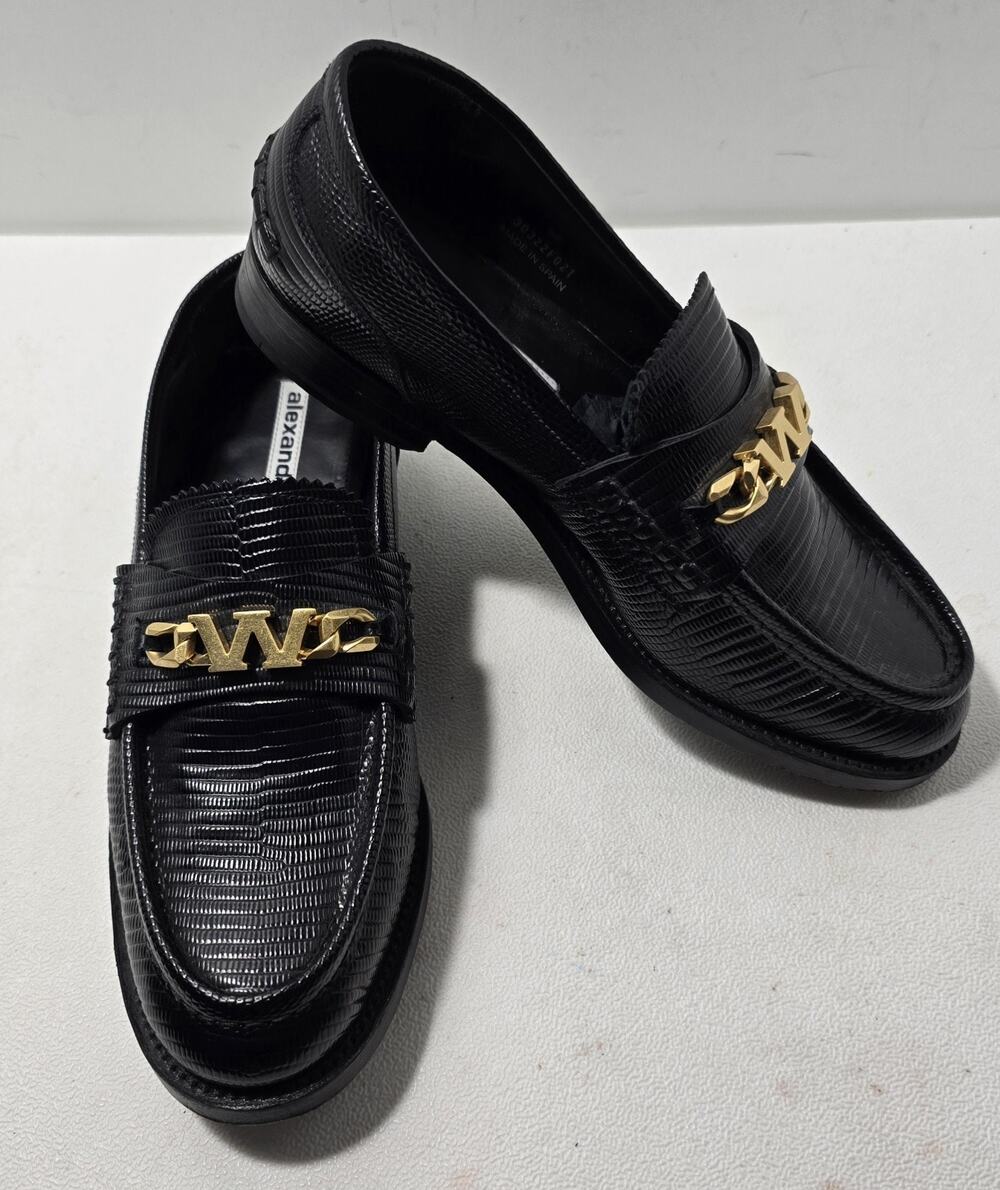 Alexander Wang Women's Carter Black Embossed Loafers Size 39 (MSRP $595)